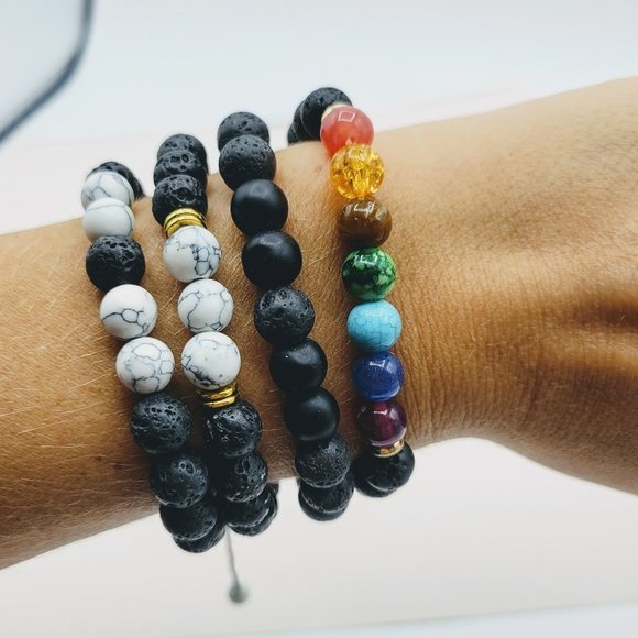 7/$35 Black Lava Stone Essential Oil Bracelet - Picture 4 of 5